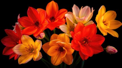 Colorful Floral Arrangement with Glowing Amaryllis Blooms, Colorful flowers
