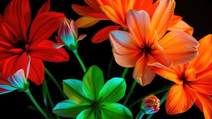 Fototapeta premium Colorful Floral Arrangement with Glowing Amaryllis Blooms, Colorful flowers 