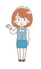 案内をする会社の受付のイラスト（女性）