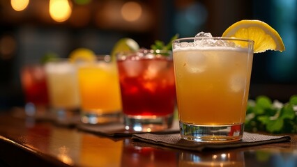 Colorful Cocktails on Bar Top