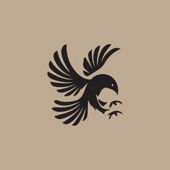 Obraz premium Black Silhouette crow Solid Icon Set Vector Elegant crow Logo Silhouette Collection for Branding and Design Flat Vector Illustration