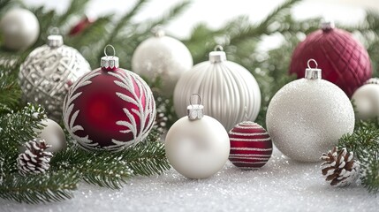 White background with christmas decorations