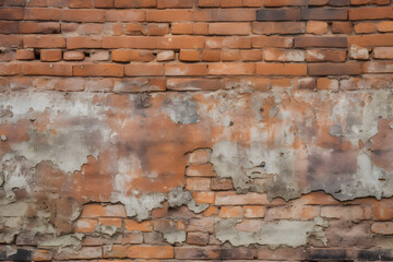 Detailed Design Elements of An Aged Red Brick Wall Reflecting Years of History and Weathering