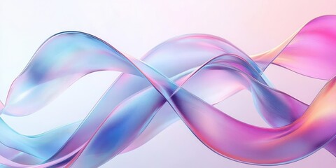 Futuristic Abstract Composition with Intertwined Transparent Ribbons in Pastel Colors