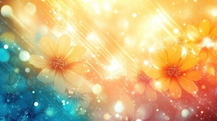 Vibrant Abstract Floral Background Summer Animation with Sunflowers and Light Effects