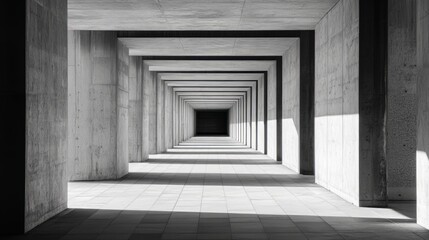 Elegant Concrete Corridor - Stunning Architectural Perspective