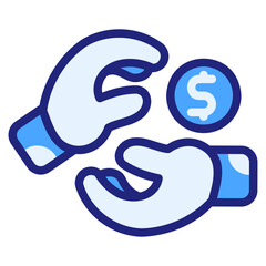 Donation blue filled outline style icon