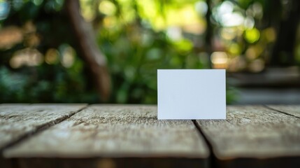 Minimalist Blank Card on Wooden Table Surrounded by Greenery for Inspirational Quotes and Messages