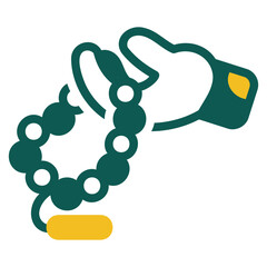 Beads yellow and green glyph style icon