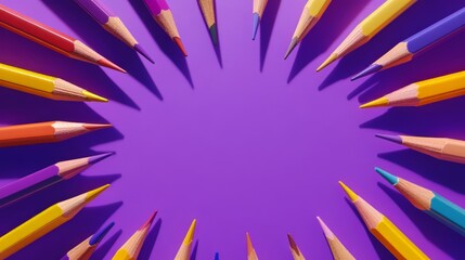 Colorful Pencils on a Purple Background