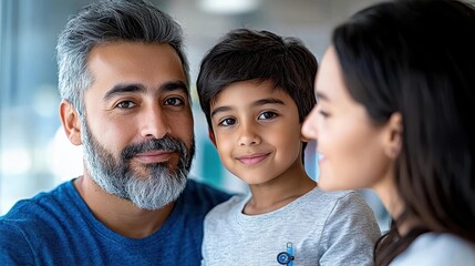 Loving father and his adorable son sharing a heartwarming moment of connection and happiness in a cozy indoor setting The scene captures the bond care and support between the two