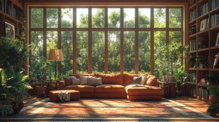 Warm Family Moment in Cozy Living Room with Parents and Toddler Captured in Natural Light
