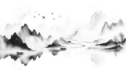 Obraz premium Chinese classical landscape painting