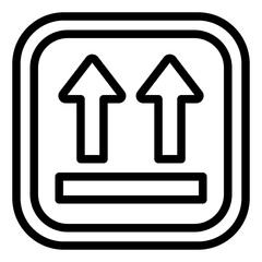 This side up label outline icon for fragile package shipping caution