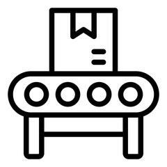 Fototapeta premium Conveyor belt outline icon for package shipping and logistics