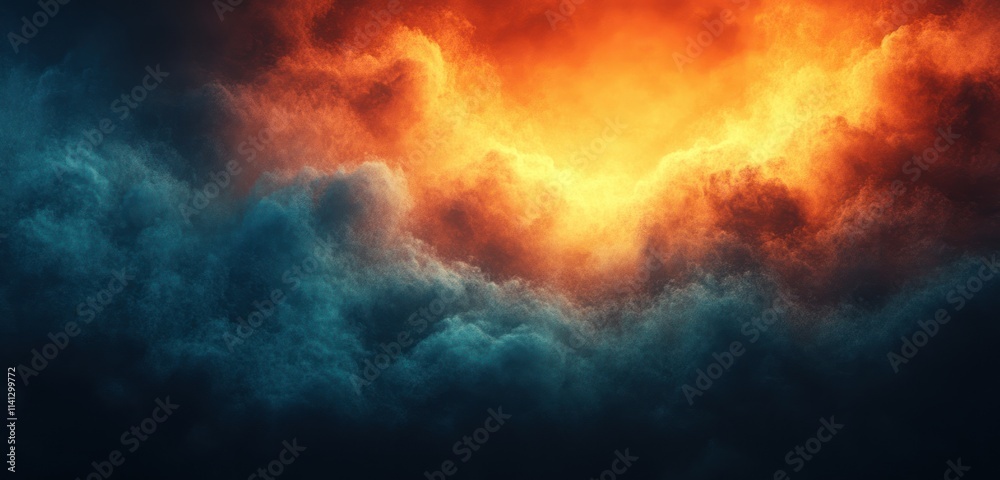 Poster gradient color transition poster background deep blue orange pink retro minimalist design