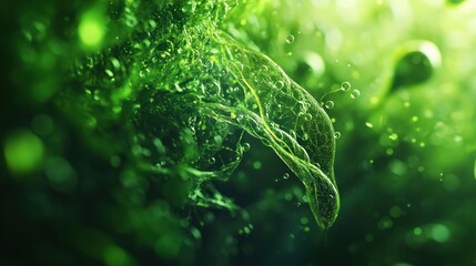 Abstract Green Liquid Splash: A Dynamic Burst of Emerald Hues