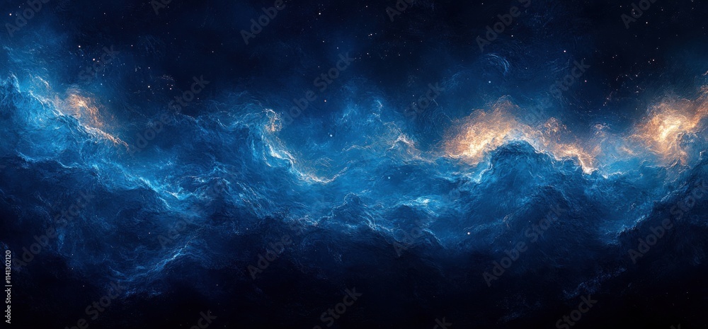 Poster Deep Blue Gradient Background Abstract Texture Design Soft Noise Serenity Poster