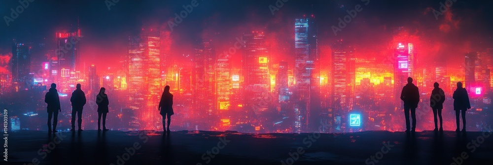 Poster futuristic business technology team in digital finance stock market with ai and virtual data visuali