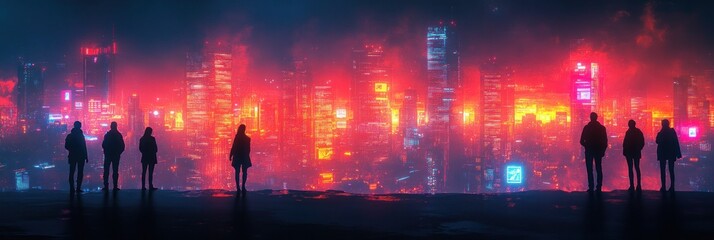 Futuristic Business Technology Team in Digital Finance Stock Market with AI and Virtual Data Visualization