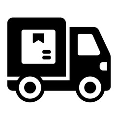 Delivery truck glyph icon for shipping and logistics operations