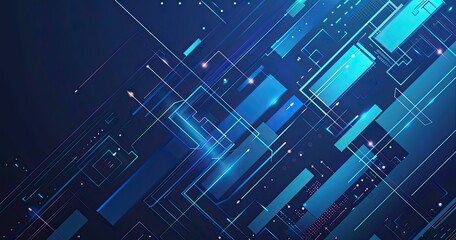 Abstract digital background with blue lines and shapes, suggesting technology and innovation.