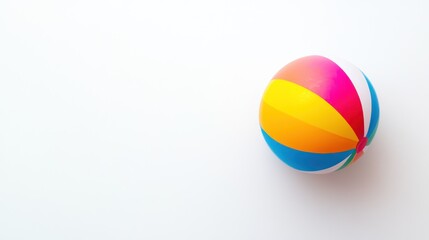 Colorful Beach Ball on White Background: Summer Fun and Playtime