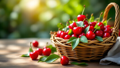 basket with cherries