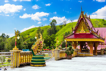 Baan Ngao Temple with mountain view in Ranong Thailand