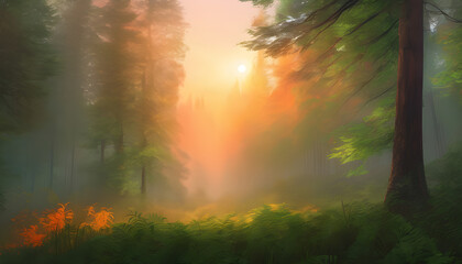 sunrise in the forest