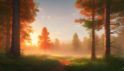 sunrise in the forest