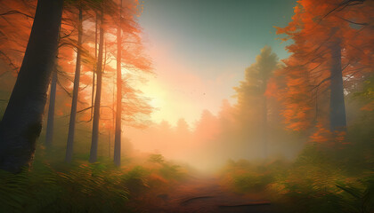 sunrise in the forest