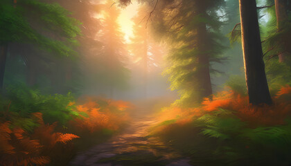 sunrise in the forest