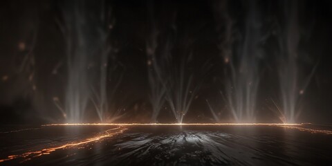 Dark, featureless background with faint, pulsing lights emanating from the shadows, empty, cold, shadowy