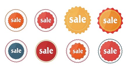 Fototapeta premium Vibrant Sale Badge Set Illustration with 'Sale' Text, Perfect for Marketing and Promotions