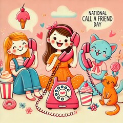 Obraz premium Celebrate National Call a Friend Day by picking up the phone and catching up with your BFFs - it's time to make those long overdue connections!