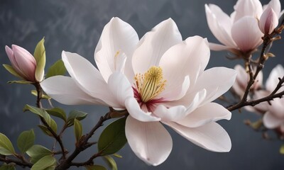 Delicate magnolia flower with intricate details, soft focus, artistic, floral background