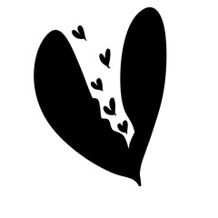The symbol of love, a black and white heart is suitable as an element 