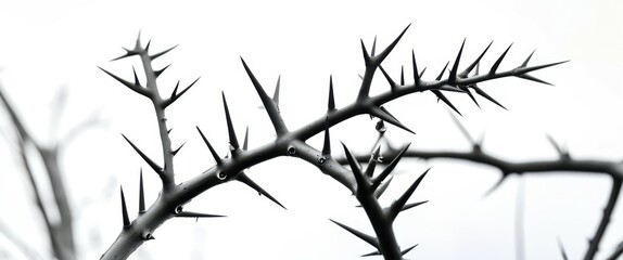 Obraz premium Photo of a black and white tree branch against a white background, with a shallow depth of field, jpeg artifacts, high quality