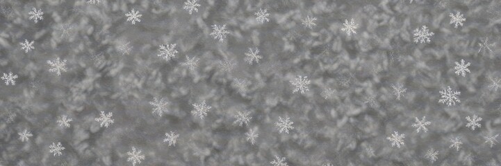 Fuzzy grey felt texture background with scattered snowflakes, grey felt,  snowy