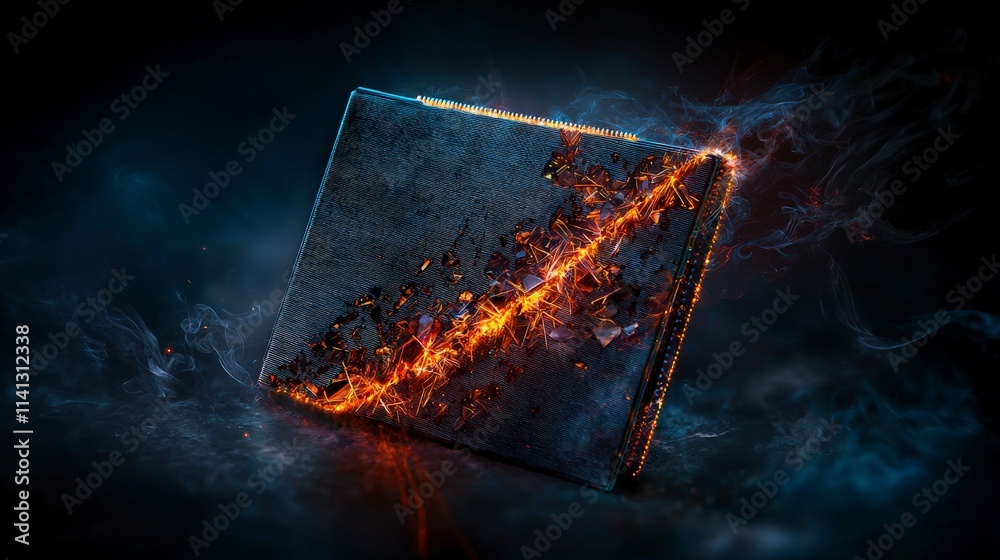 Aufkleber luminous glowing zipper folder surreal digital art revealing imagination in a dark environment