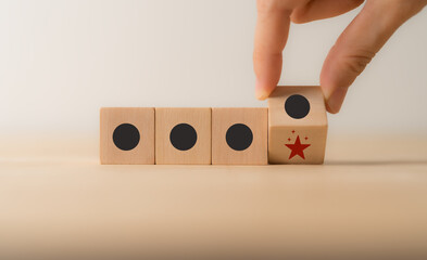 Differentiation, value added, marketing strategy concept. Wooden blocks with special, limited,...