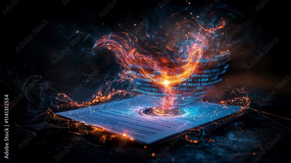 Aufkleber surreal report sheet glowing transformation digital realm visual art nighttime abstract concept
