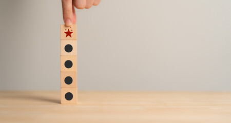 Differentiation, value added, marketing strategy concept. Wooden blocks with special, limited,...