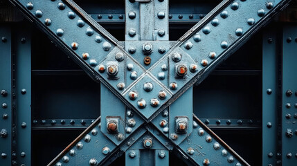 Obraz premium A large beam composed of steel rivets