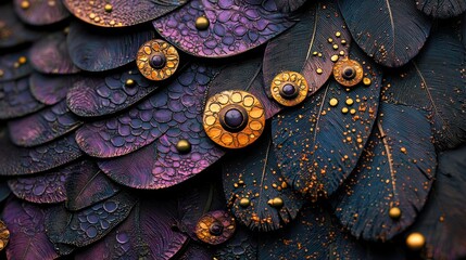 Captivating closeup of purple feathers with intricate details in a natural setting for artistic exploration
