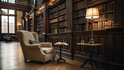 Cozy Reading Corner in a Classic Library