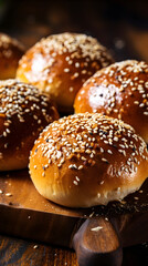 Artisanal Burger Buns Captured in a Touching Homely Setting: A Testament to Fine Bakery Skills