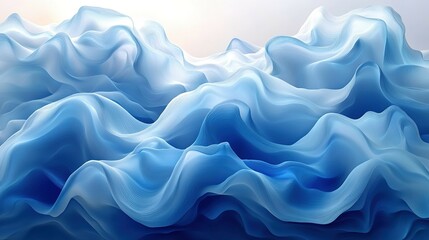 Obraz premium Abstract Blue Wave Landscape Digital Art