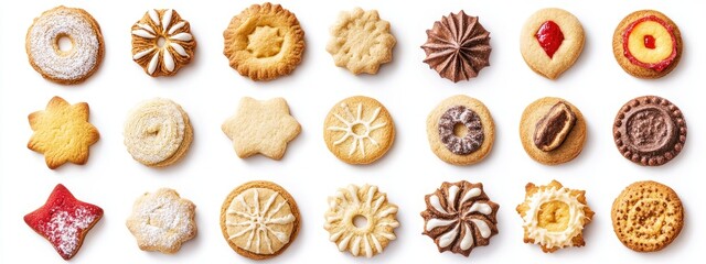 A collection of cookies suitable for Christmas and other occasions.